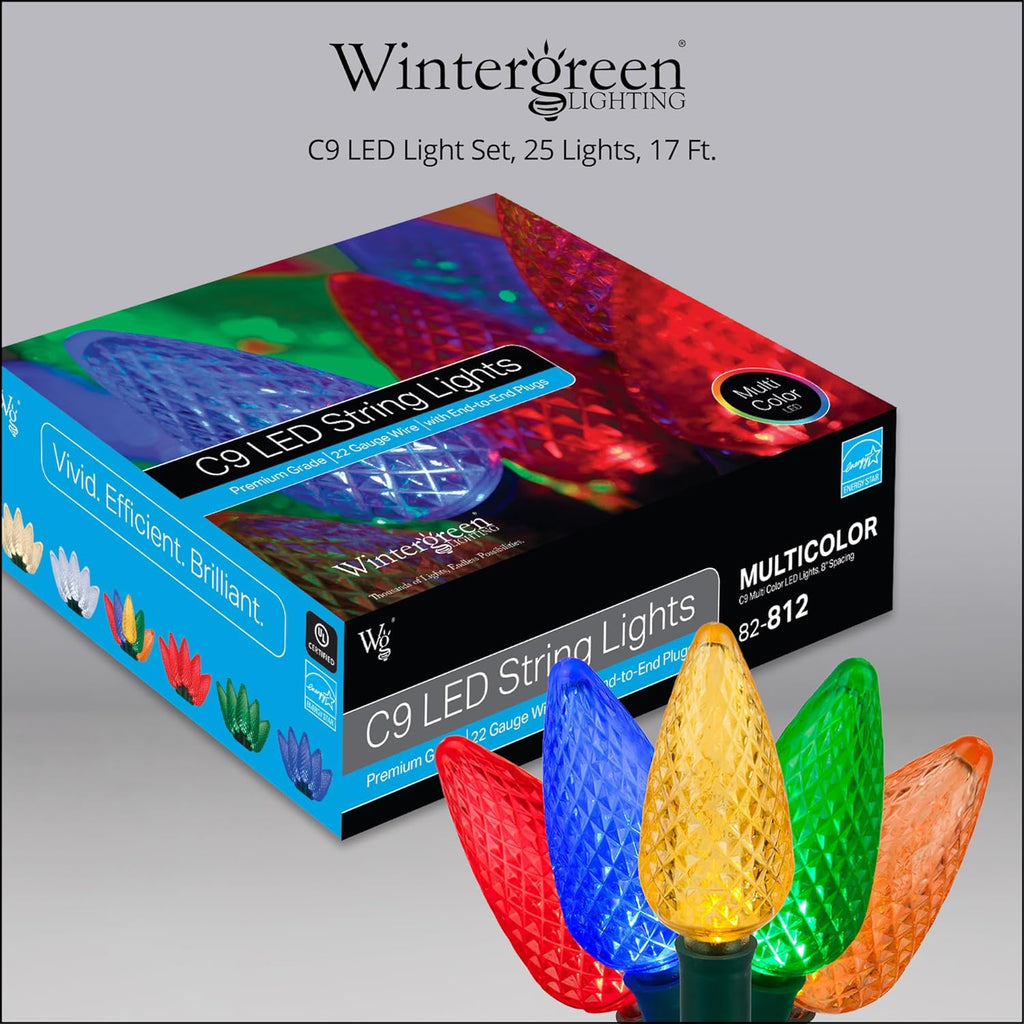 C9 Christmas Lights 25 LED Multicolor 17FT Outdoor C9 Multicolor Christmas Lights Set of 25, 17 Ft, Multi Colored Christmas Lights Outdoor C9 LED Christmas Lights Multicolor C9 Christmas Lights Party Multicolor LED Christmas Lights