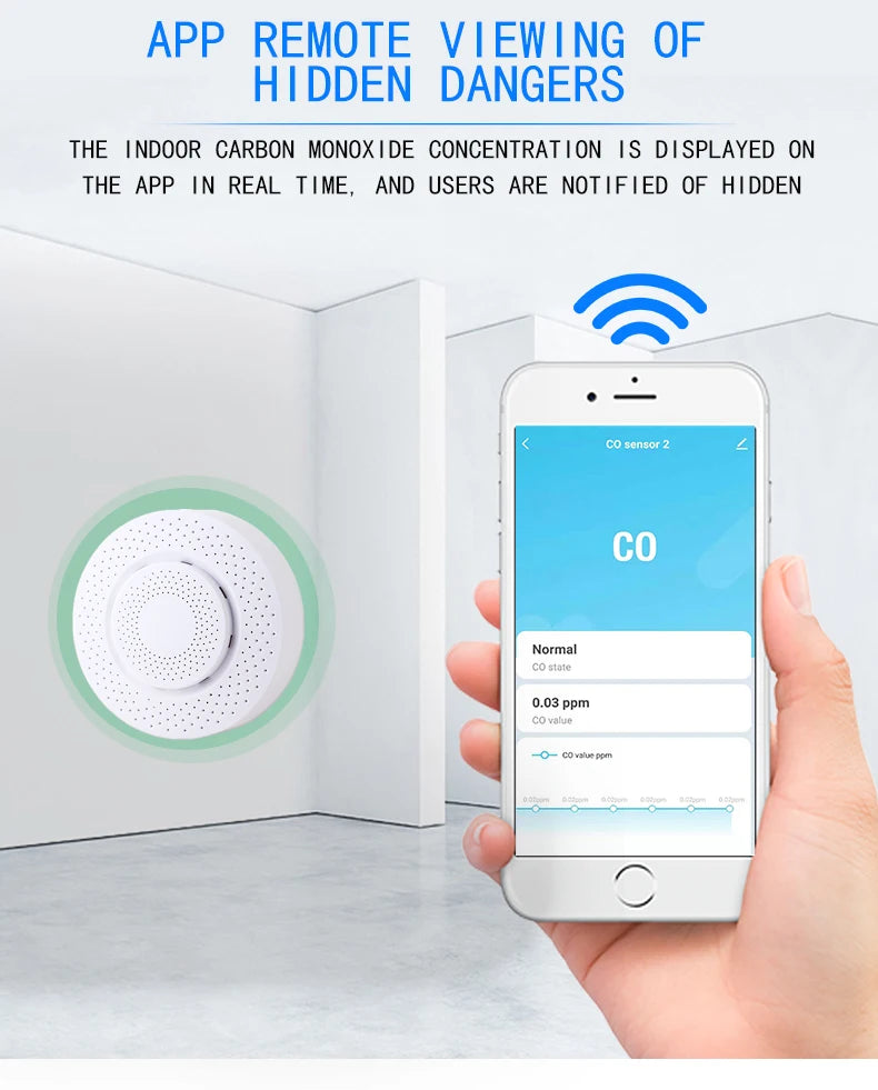 Smart Carbon Monoxide Detector WiFi Gas Alarm