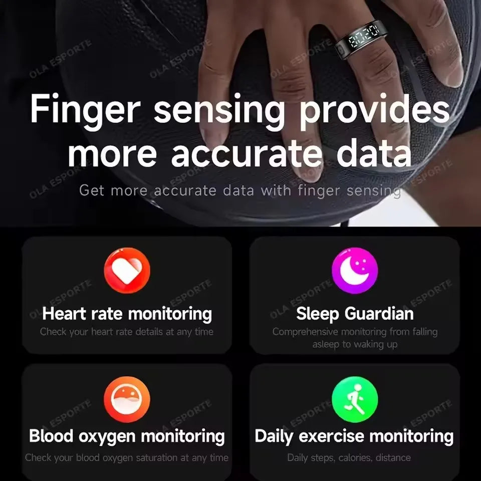 Smart Ring With Display Screen Health Tracker