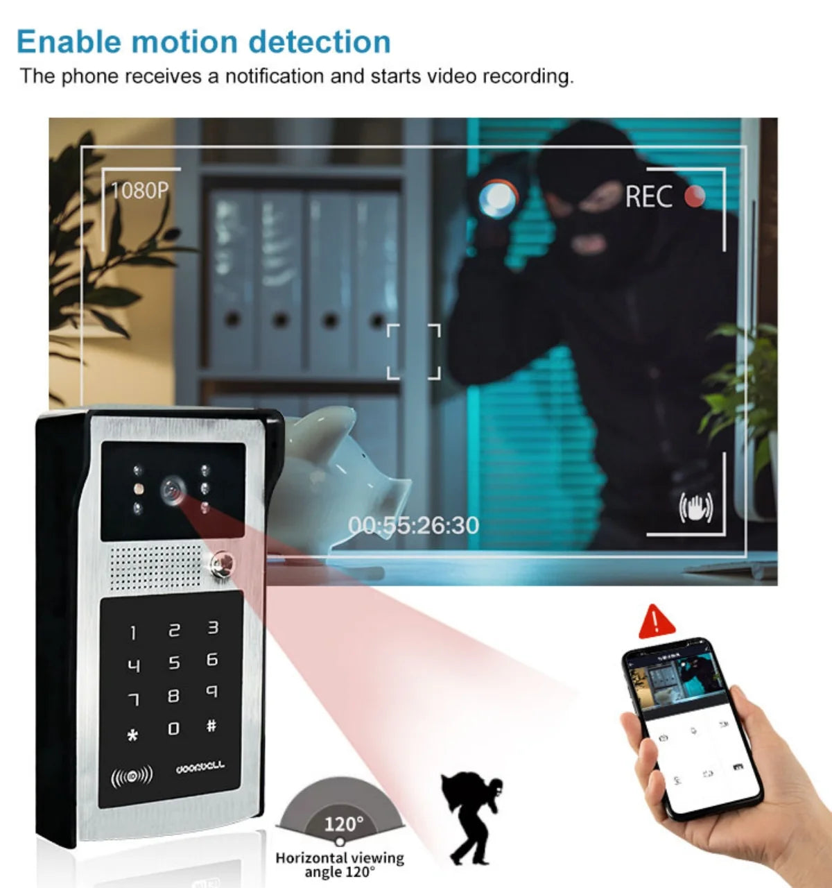 Smart Video Doorbell 1080P WiFi Camera Intercom