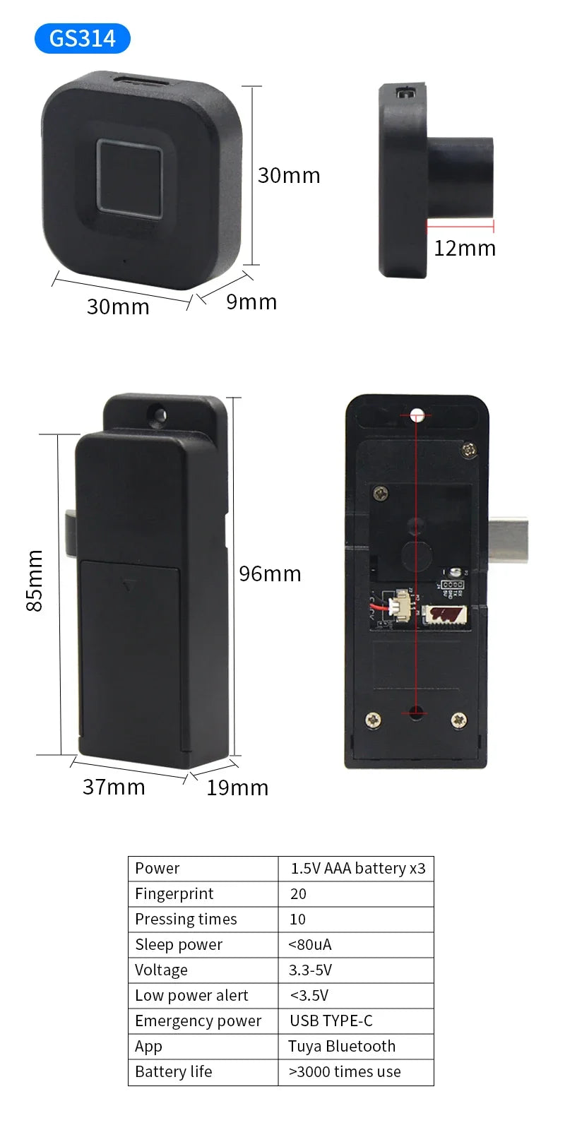 Smart Fingerprint Cabinet Lock Keyless Door Lock