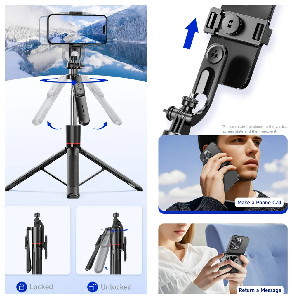 Selfie Stick Tripod 1.7M Bluetooth Remote Fill Light