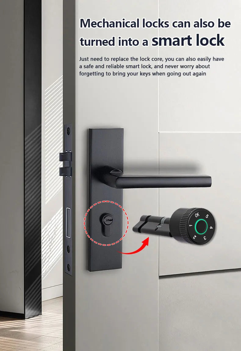 Smart Door Lock Cylinder Tuya Fingerprint Security