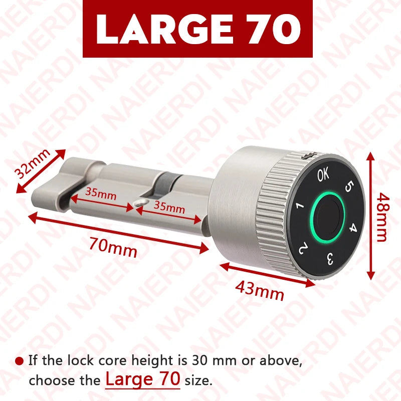 Smart Door Lock Cylinder Tuya Fingerprint Security