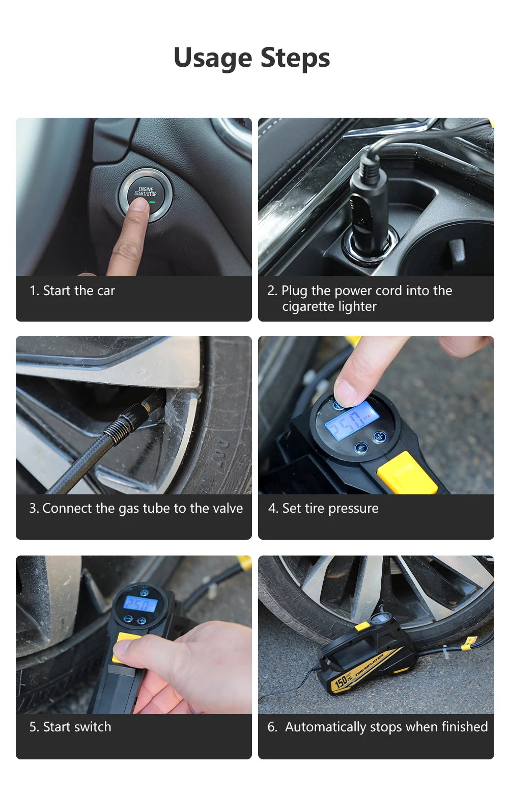 Car Air Pump 12V 150PSI Electric Tire Inflator