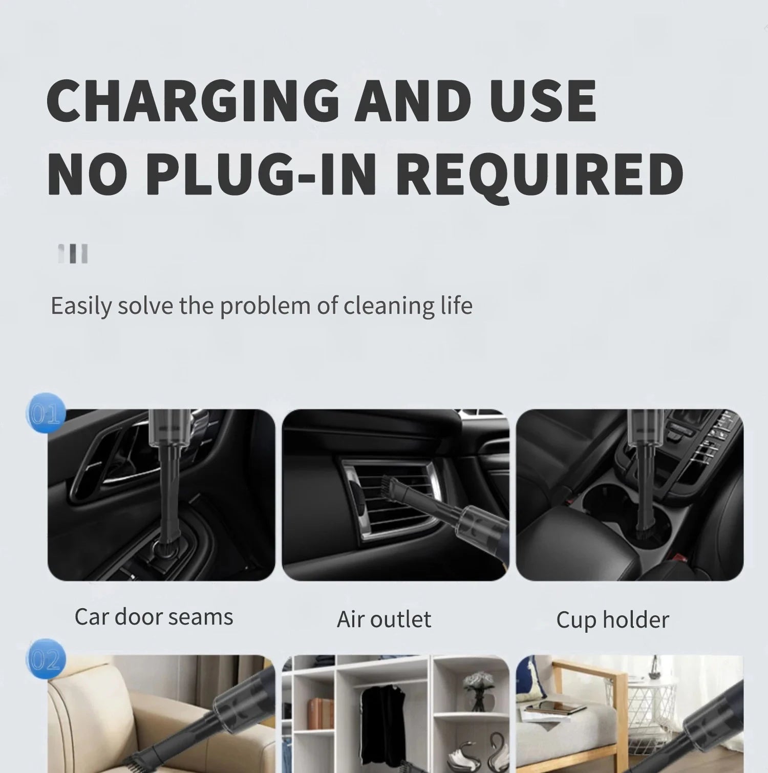 Car Vacuum Cleaner 98000Pa Powerful Wireless