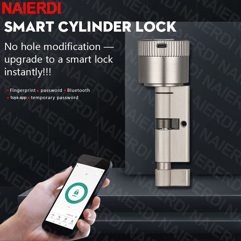 Smart Door Lock Cylinder Tuya Fingerprint Security