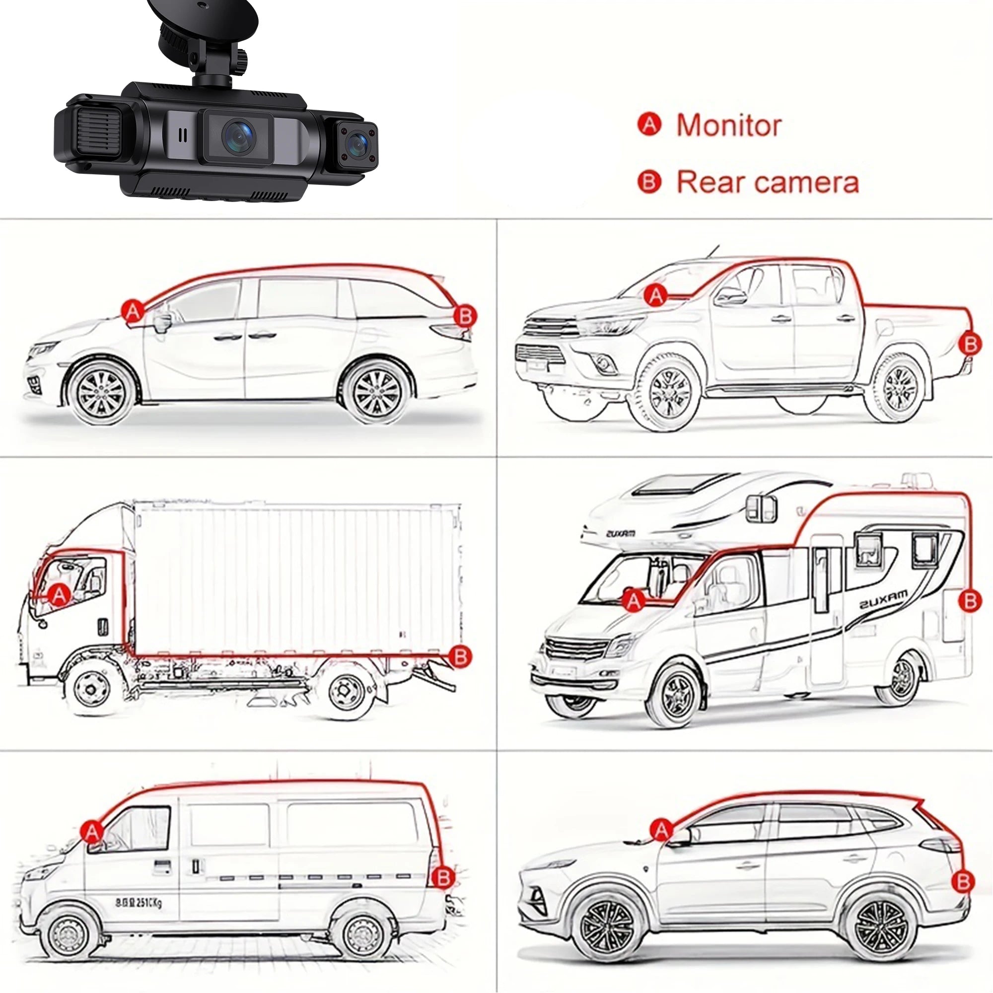 4 Channel Dash Cam WiFi FHD 1080P Car DVR Recorder