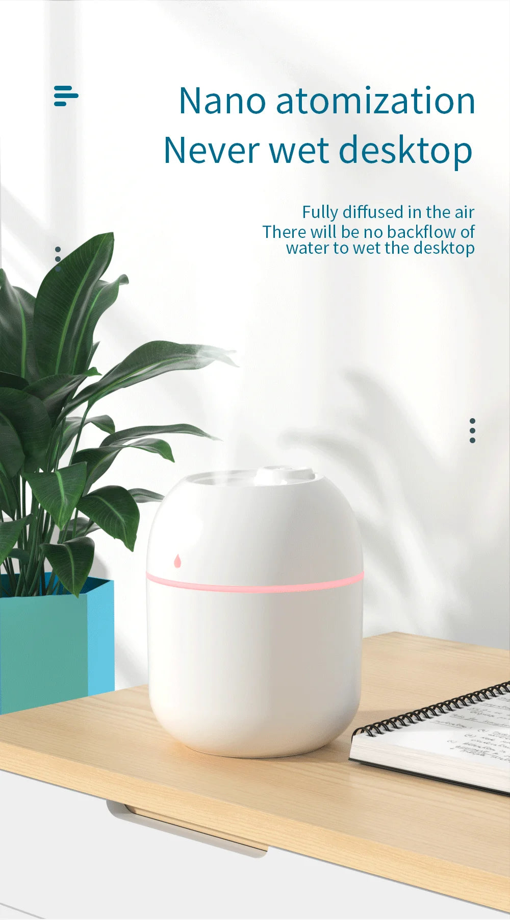Mini Air Humidifier USB Aroma Diffuser LED Lamp