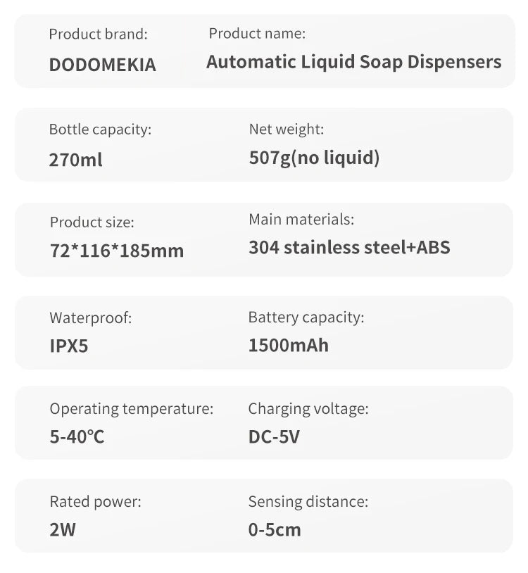 Automatic Soap Dispenser Smart Sensor Stainless Steel