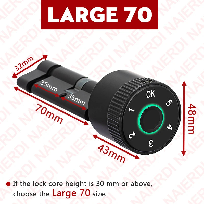 Smart Door Lock Cylinder Tuya Fingerprint Security