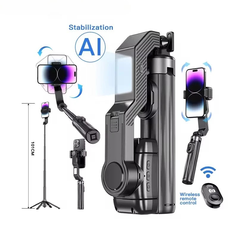 Phone Gimbal Stabilizer Selfie Stick Tripod Remote
