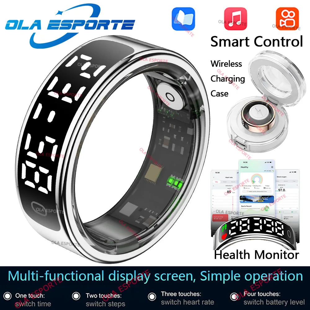 Smart Ring with Display Screen Health Tracker