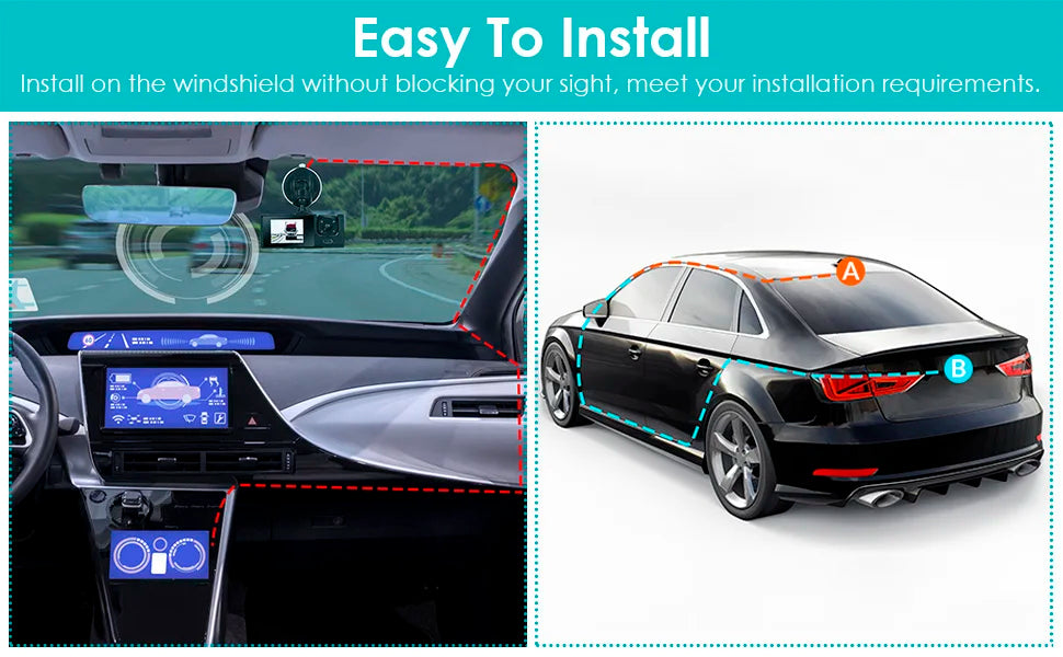 WiFi Dash Cam 1080P Triple Lens Car DVR Recorder