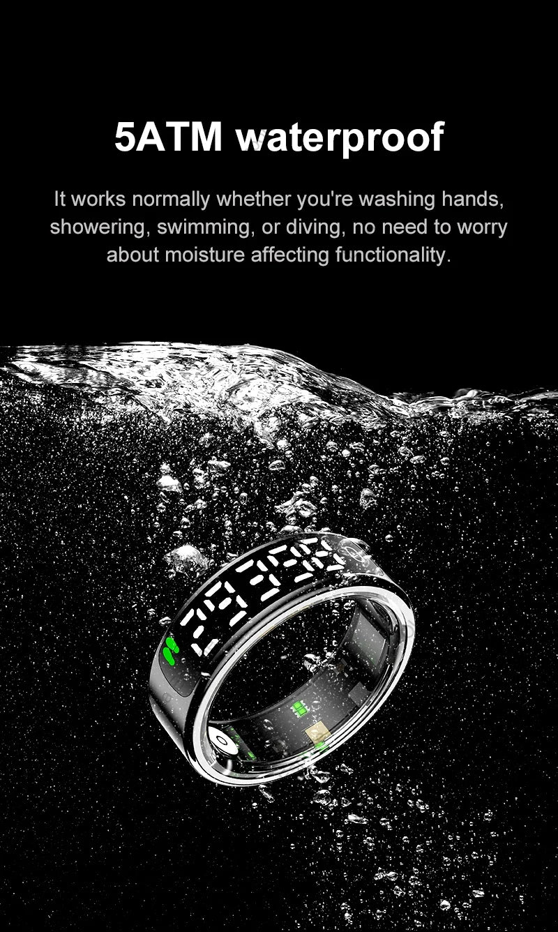 Smart Ring with Display Screen Health Tracker