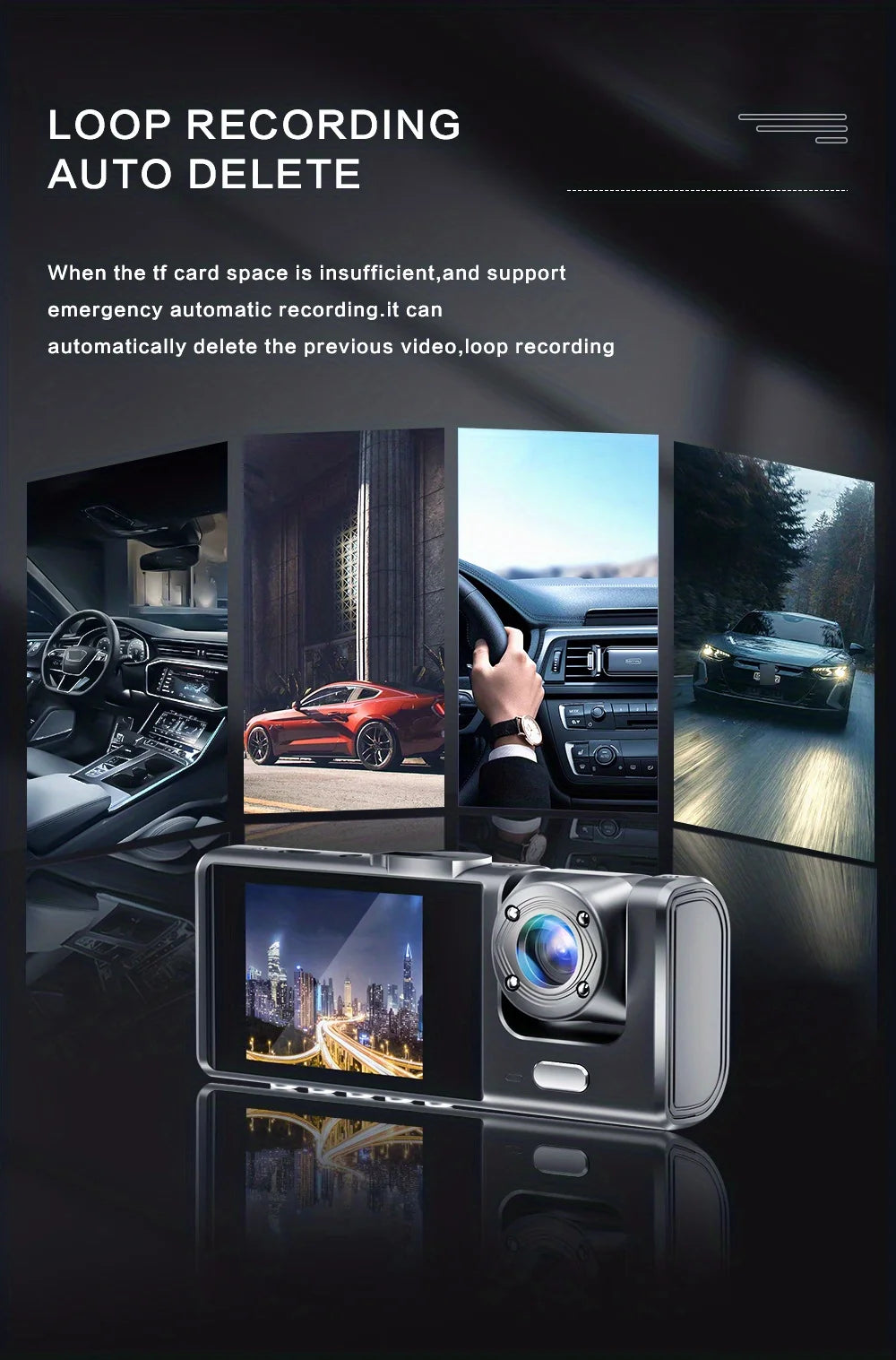 WiFi Dash Cam 1080P Triple Lens Car DVR Recorder