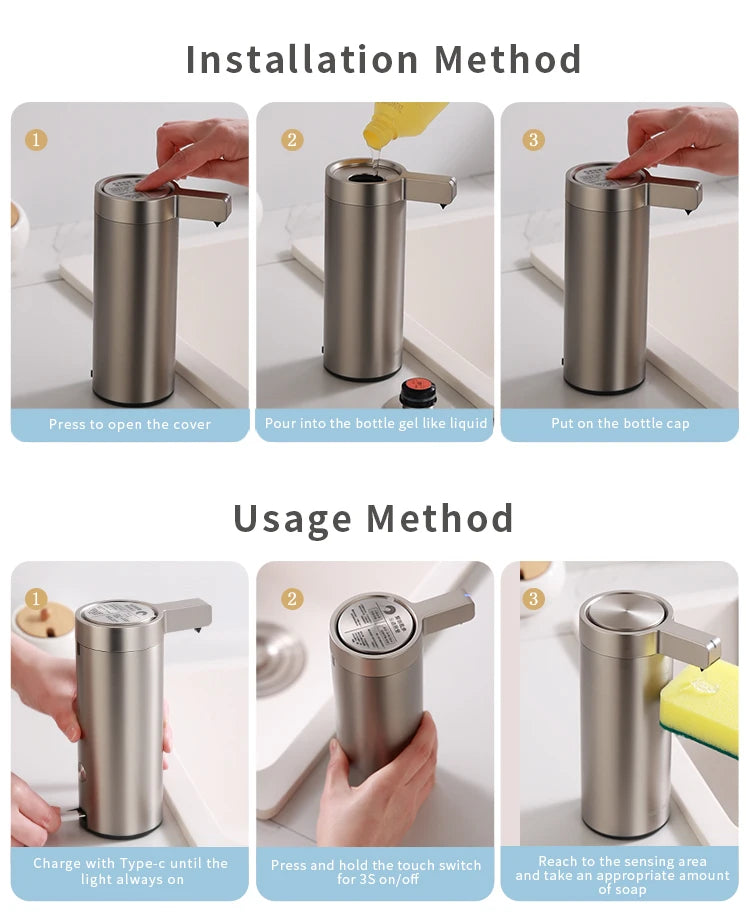Automatic Soap Dispenser Smart Sensor Stainless Steel