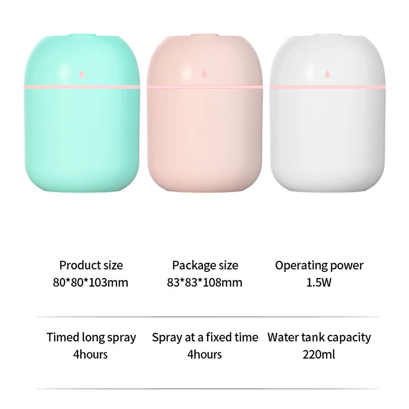 Mini Air Humidifier USB Aroma Diffuser LED Lamp