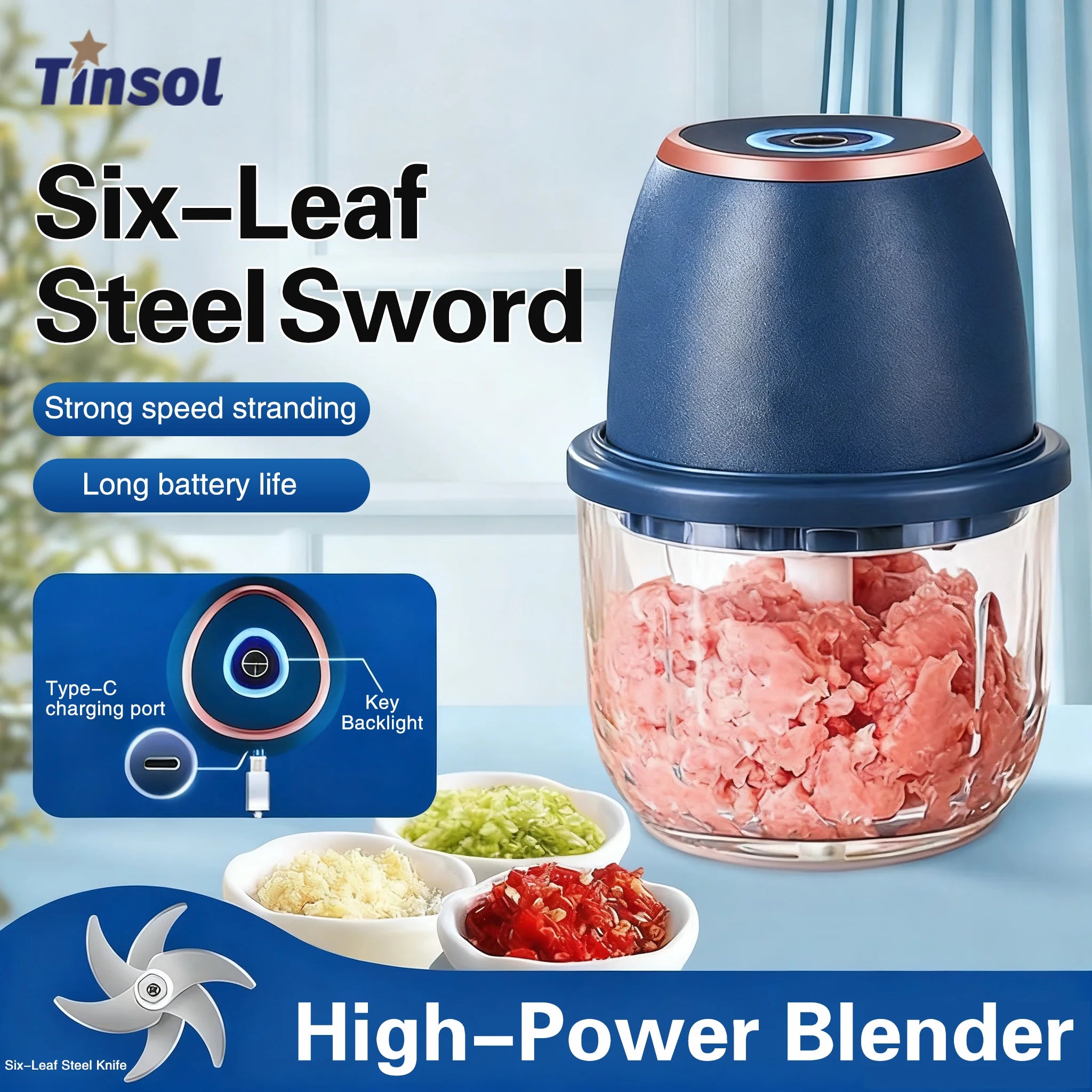 Electric Food Chopper 350ML USB Meat Grinder
