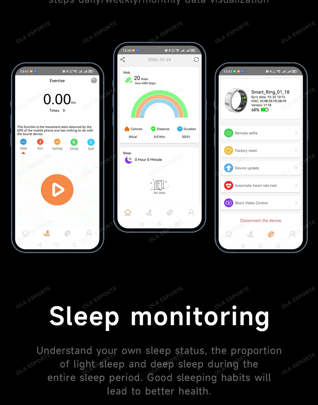 Smart Ring With Display Screen Health Tracker