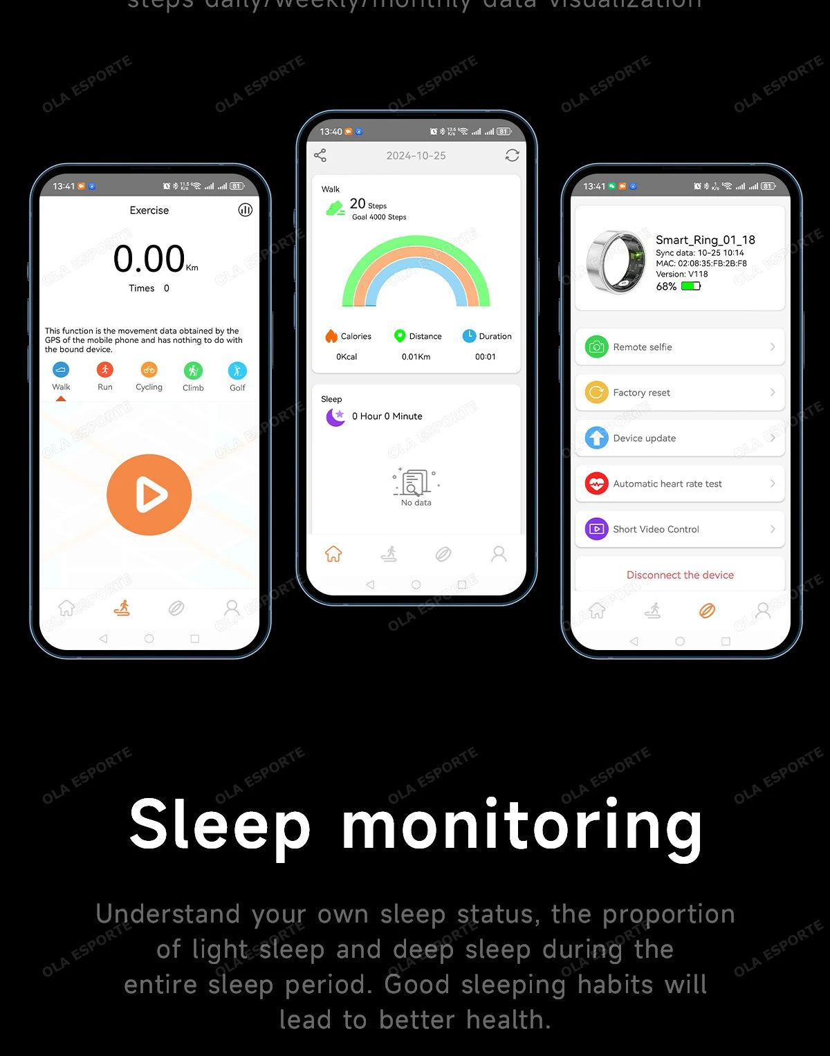 Smart Ring With Display Screen Health Tracker