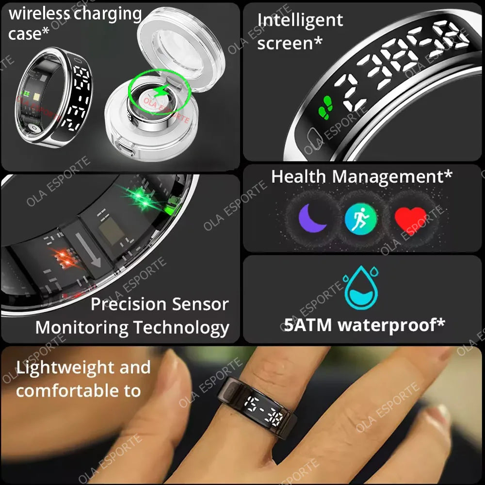 Smart Ring with Display Screen Health Tracker