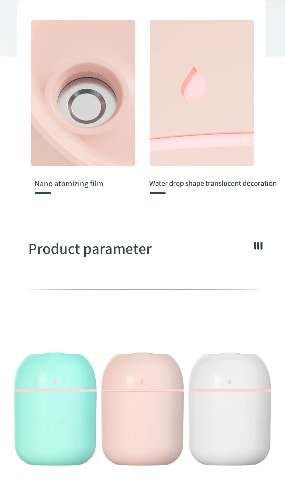 Mini Air Humidifier USB Aroma Diffuser LED Lamp