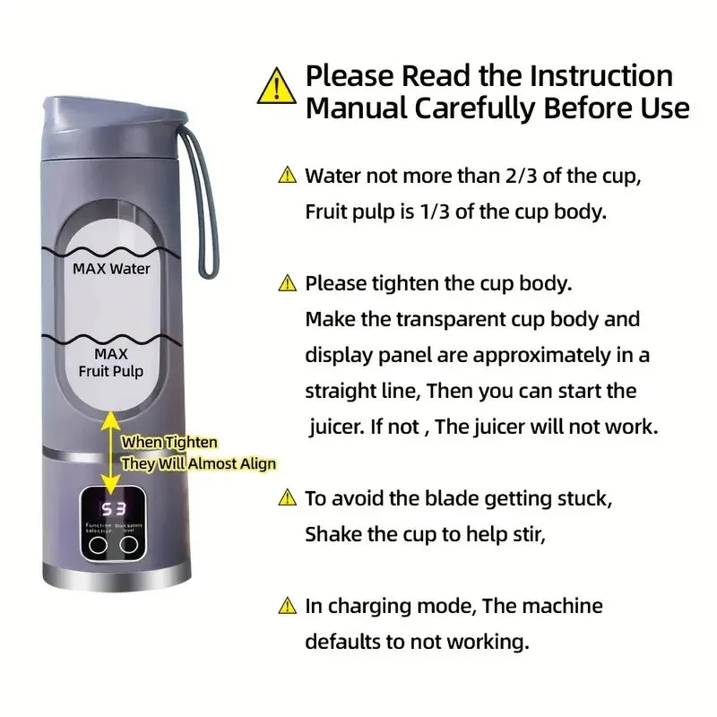 Portable Juicer Blender USB Rechargeable Smoothie Maker