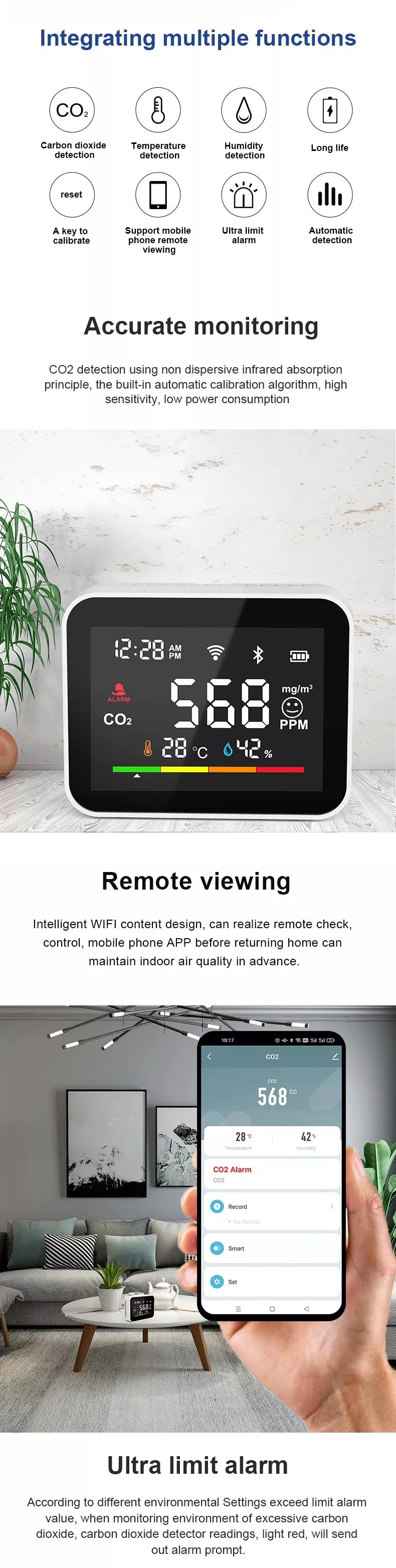 Smart CO2 Detector Tuya WiFi Air Quality Monitor