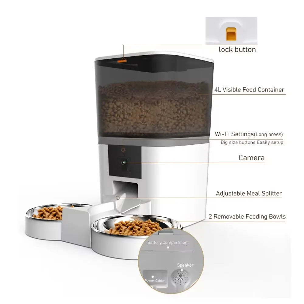 Smart Pet Feeder 4L Camera Automatic Food Dispenser