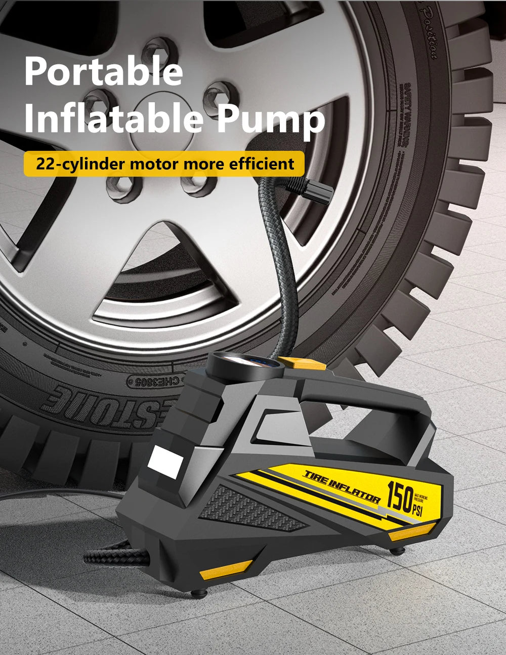 Car Air Pump 12V 150PSI Electric Tire Inflator