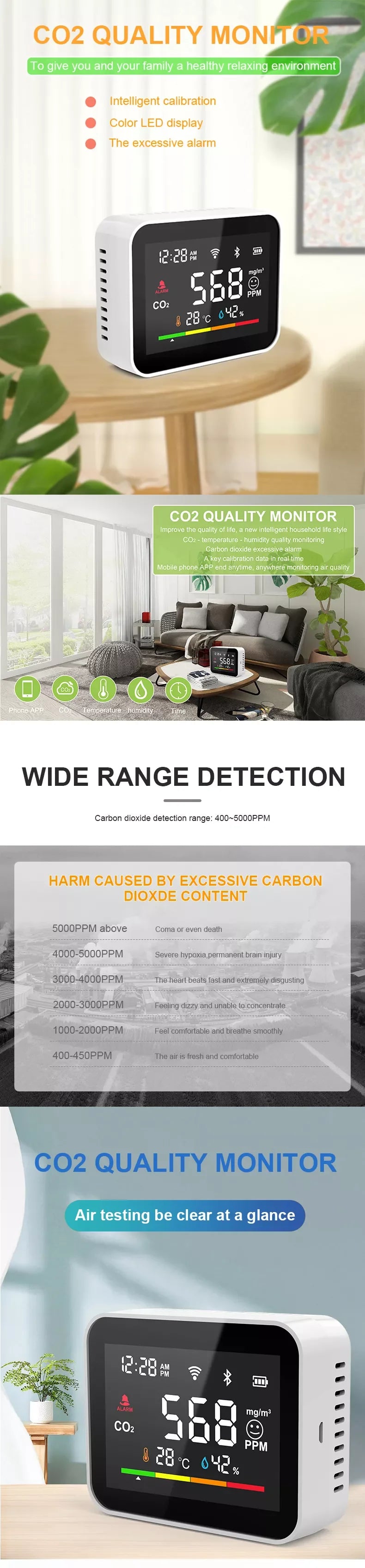 Smart CO2 Detector Tuya WiFi Air Quality Monitor