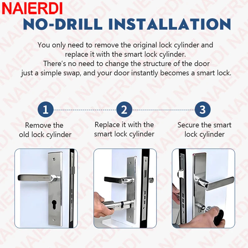 Smart Door Lock Cylinder Tuya Fingerprint Security