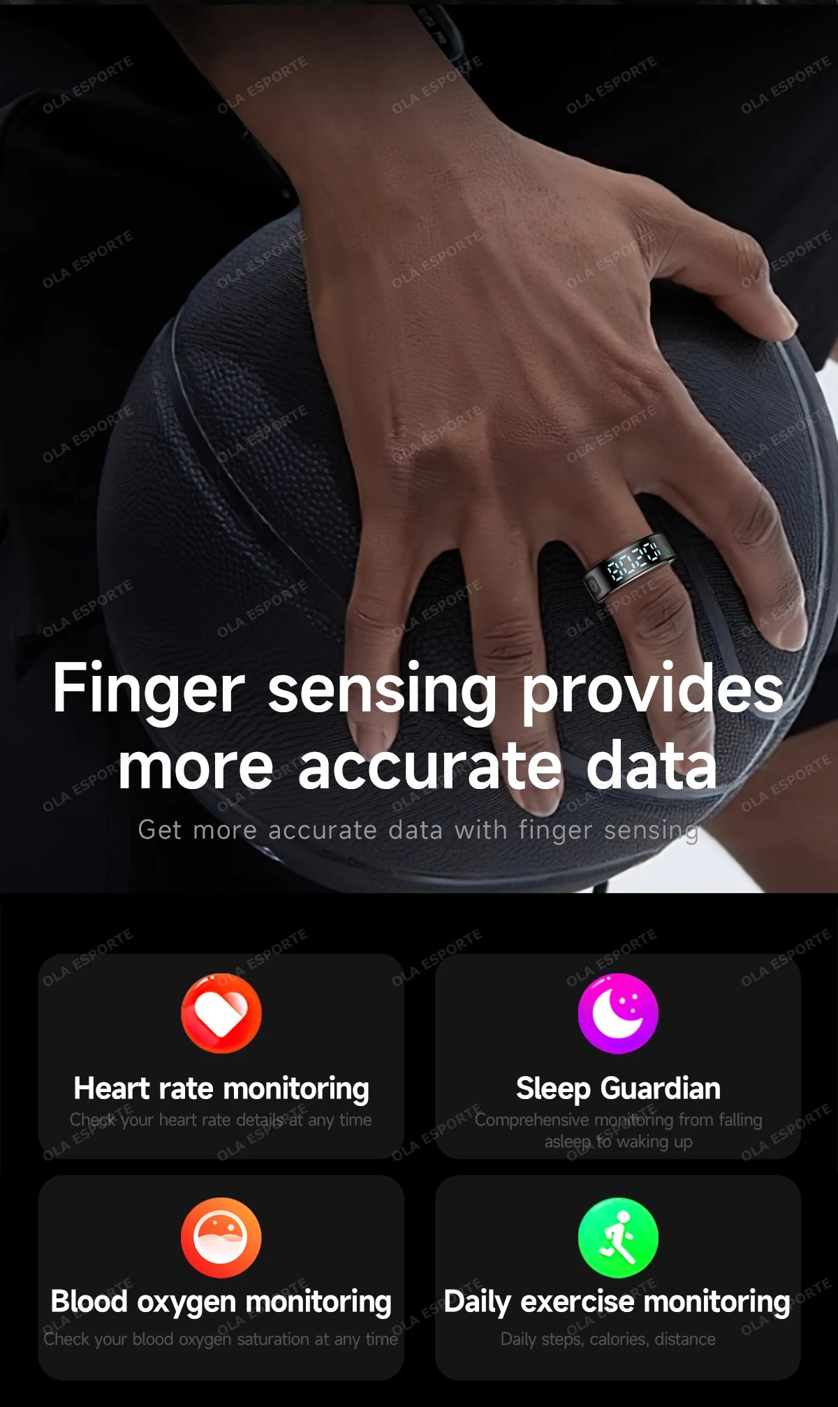 Smart Ring With Display Screen Health Tracker
