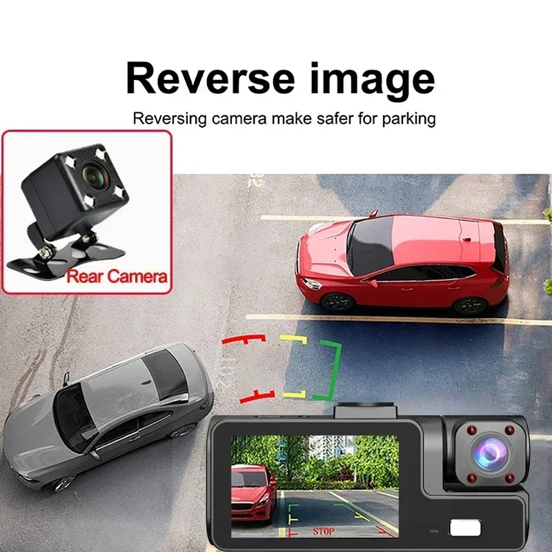 WiFi Dash Cam 1080P Triple Lens Car DVR Recorder