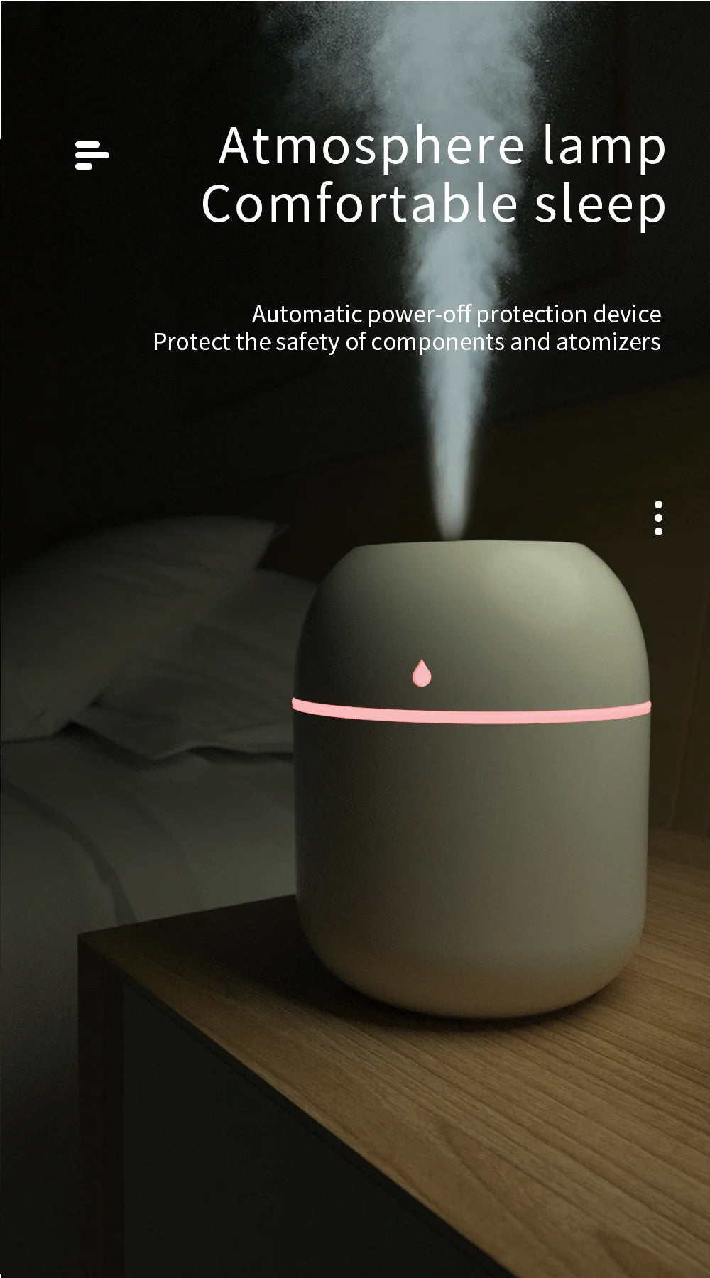 Mini Air Humidifier USB Aroma Diffuser LED Lamp