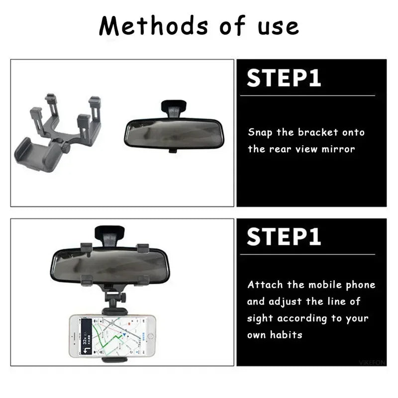 Car Phone Holder Rearview Mirror GPS Mount Stand