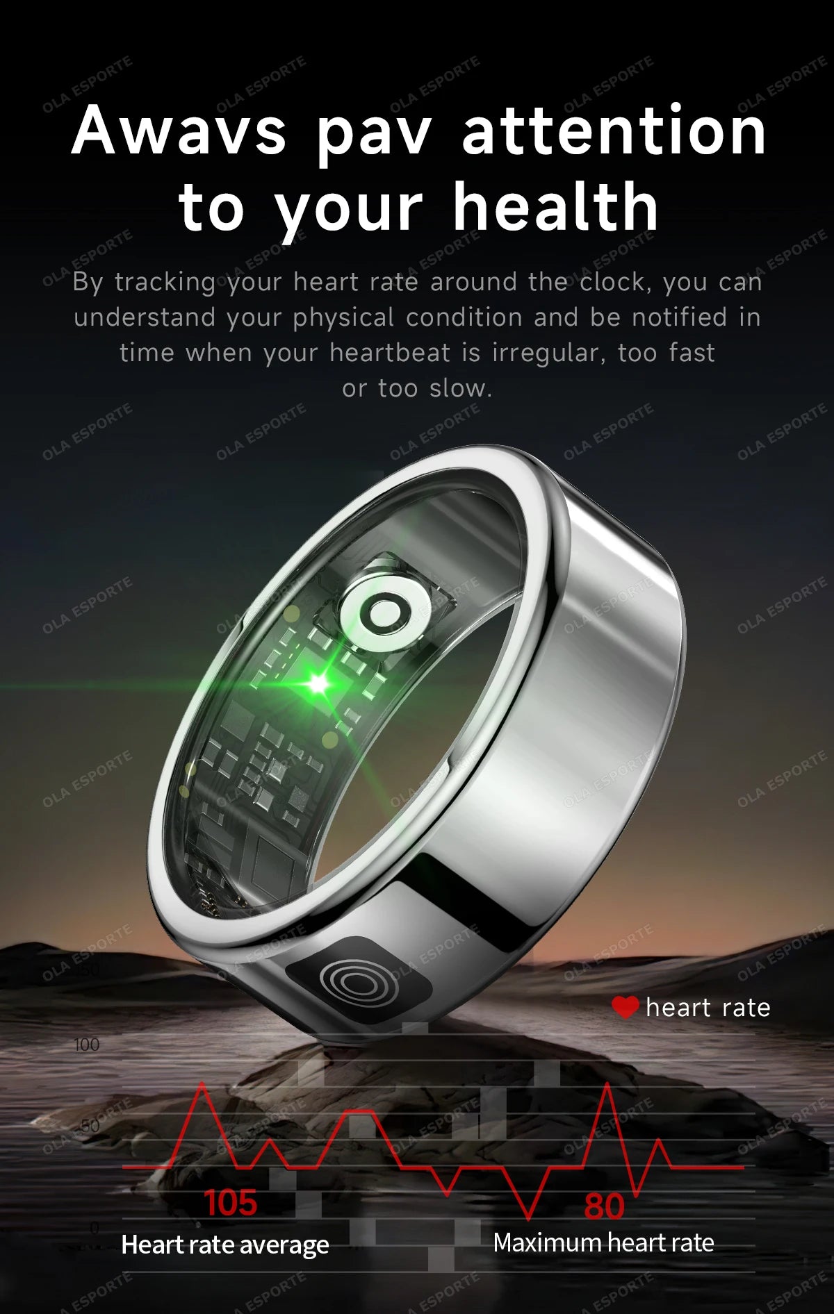 Smart Ring With Display Screen Health Tracker
