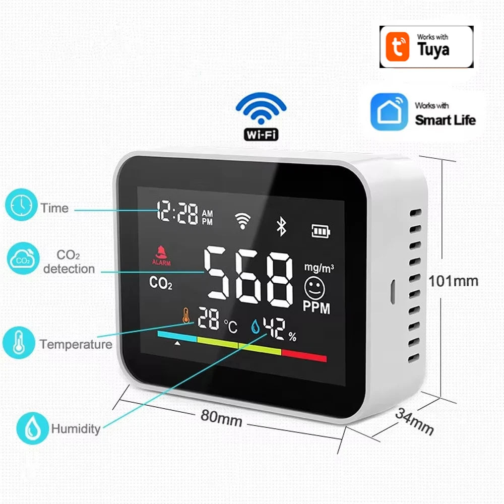 Smart CO2 Detector Tuya WiFi Air Quality Monitor