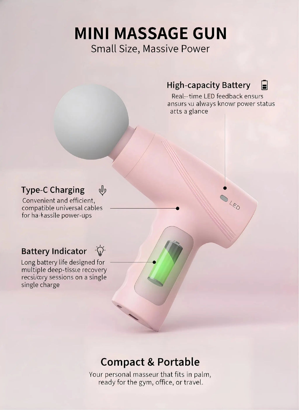 Massage Gun Portable Mini Deep Tissue Muscle Massager