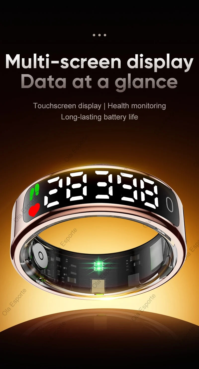 Smart Ring with Display Screen Health Tracker