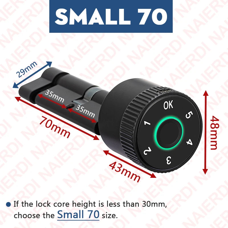 Smart Door Lock Cylinder Tuya Fingerprint Security
