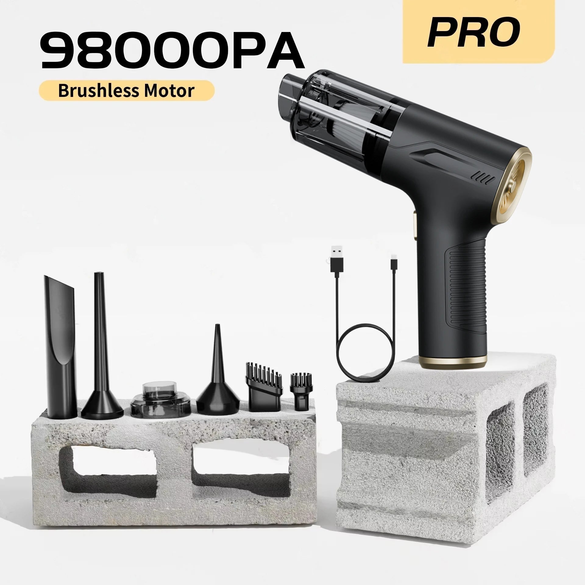 Car Vacuum Cleaner 98000Pa Powerful Wireless