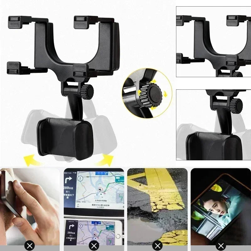 Car Phone Holder Rearview Mirror GPS Mount Stand