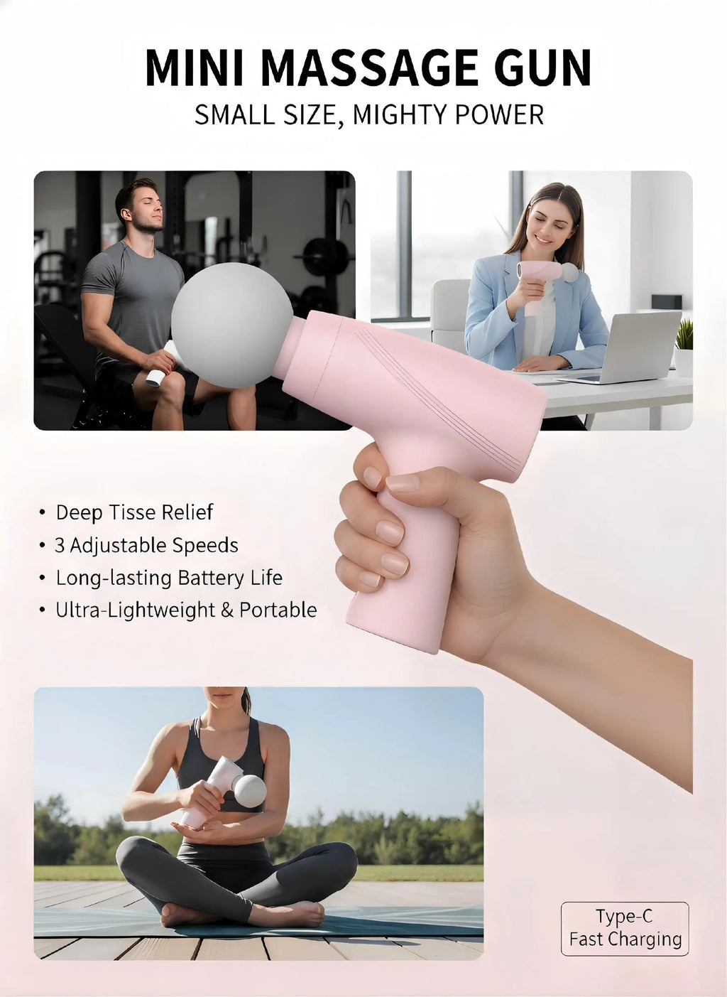 Massage Gun Portable Mini Deep Tissue Muscle Massager
