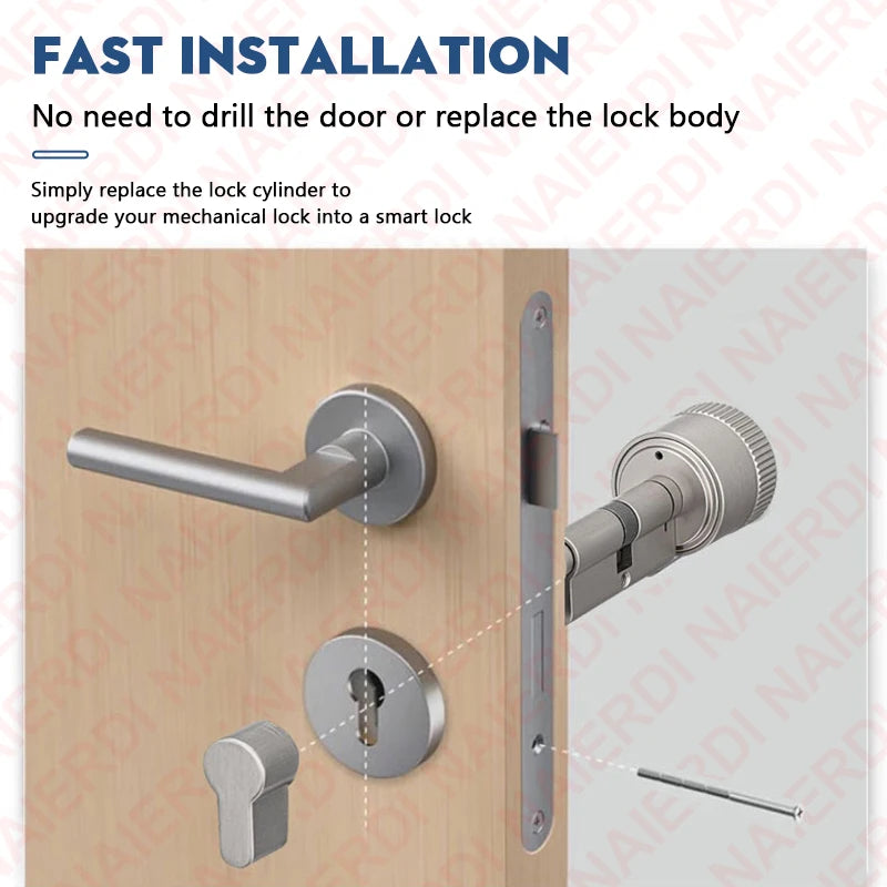 Smart Door Lock Cylinder Tuya Fingerprint Security