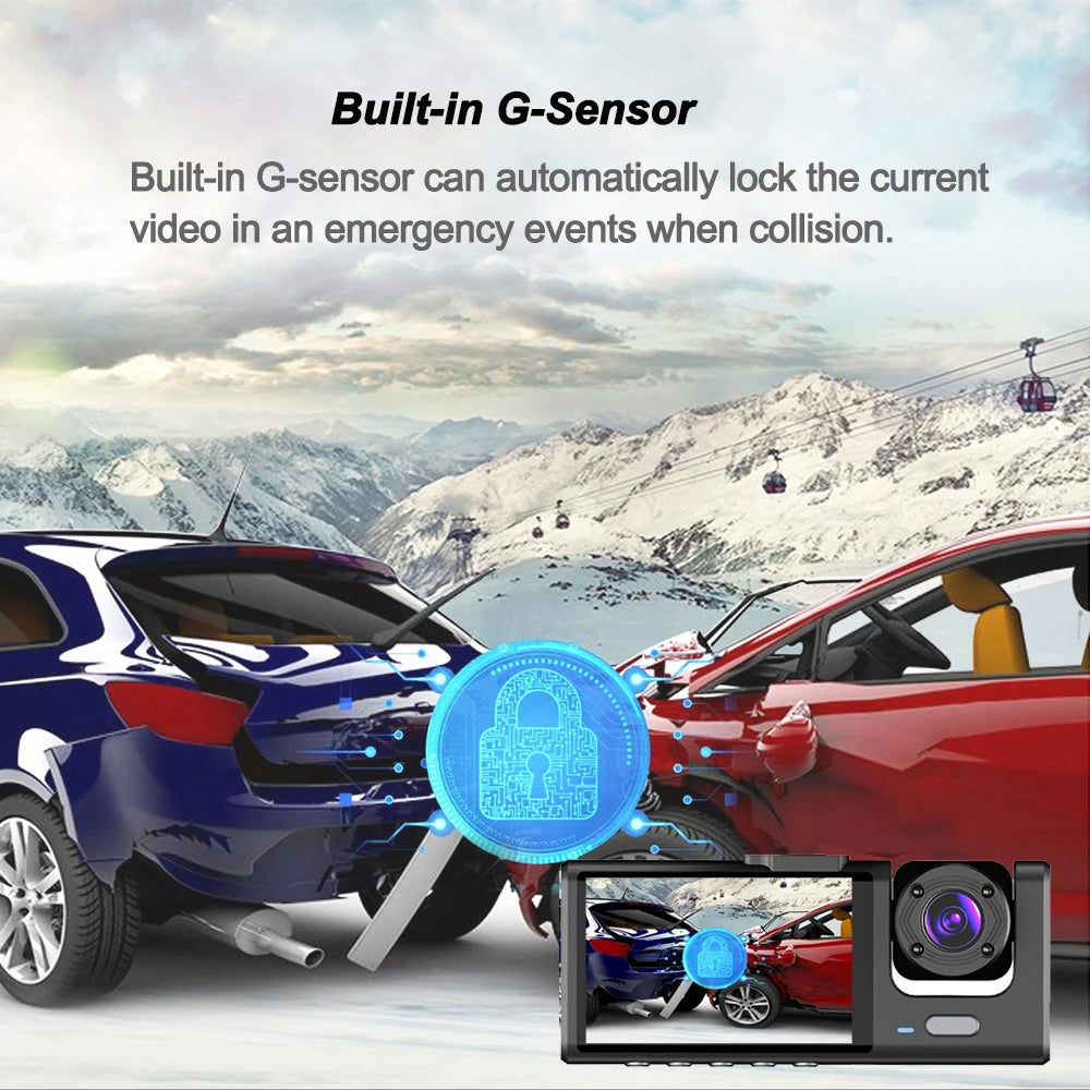 WiFi Dash Cam 1080P Triple Lens Car DVR Recorder