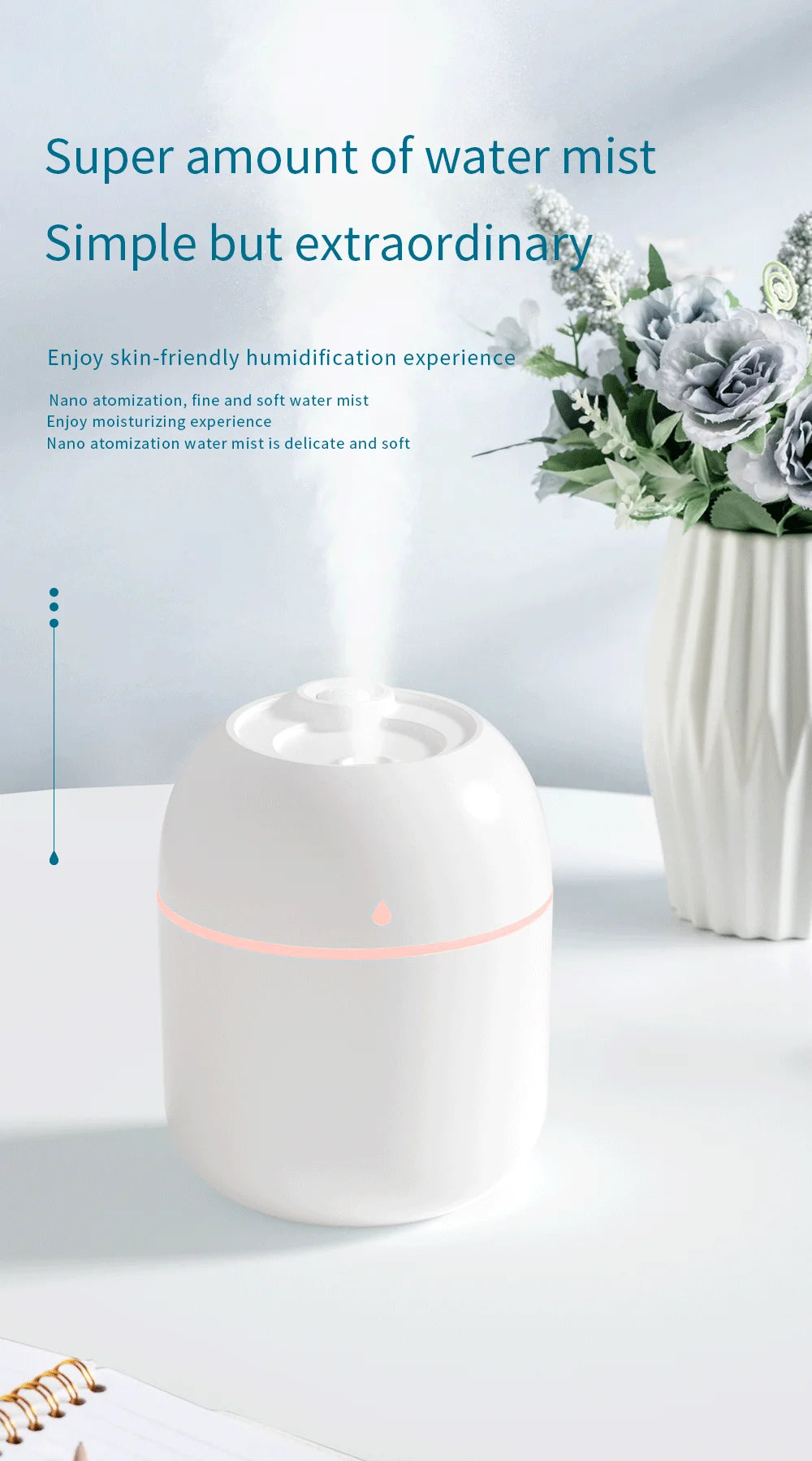 Mini Air Humidifier USB Aroma Diffuser LED Lamp