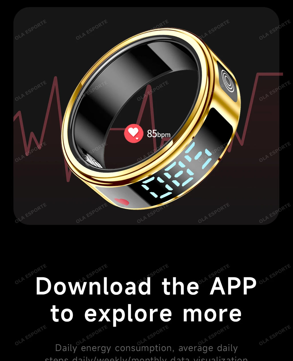 Smart Ring With Display Screen Health Tracker