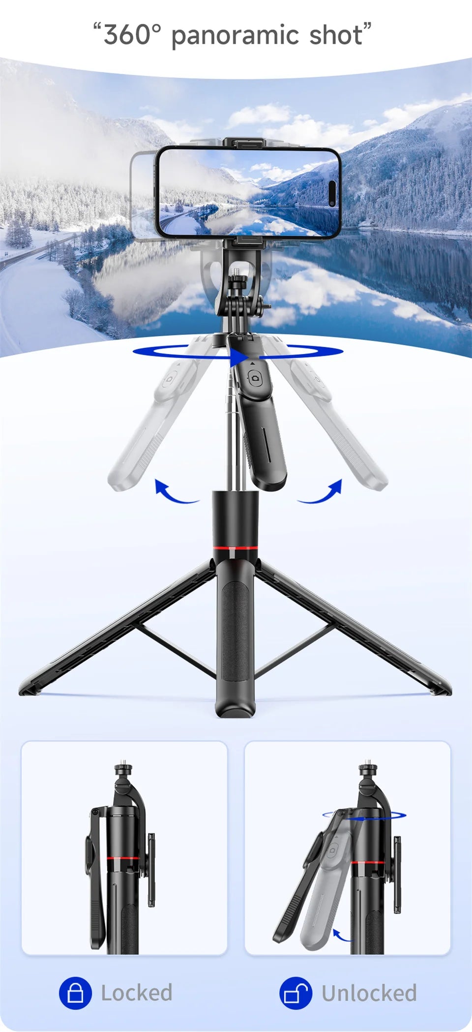 Selfie Stick Tripod 1.7M Bluetooth Remote Fill Light